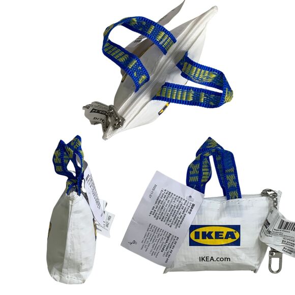 NEW IKEA Japan Mini Pink White Zipper Coin Keychain Mini Bag Tote Purse - Picture 6 of 10